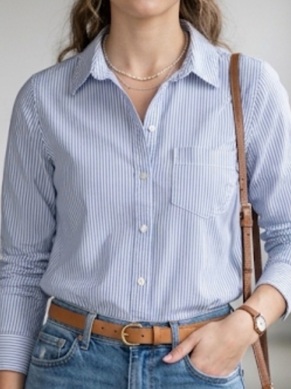 Abercrombie & Fitch Blue and White Striped Shirt